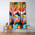 The Velvet Garden, Pastel Floral Botanical Nature, Vintage Plants Illustration Flowers, Bohemian Eclectic Blossom Bloom Meadow Painting Window Curtain Gallery Image 5