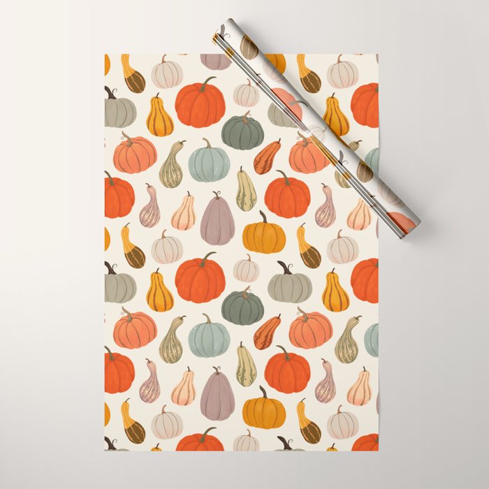 Autumn Pumpkins and Squash Wrapping Paper Gallery Image 1