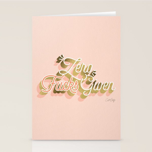 Zero F*cks Given - Blush & Gold Palette Stationery Card Gallery Image 2