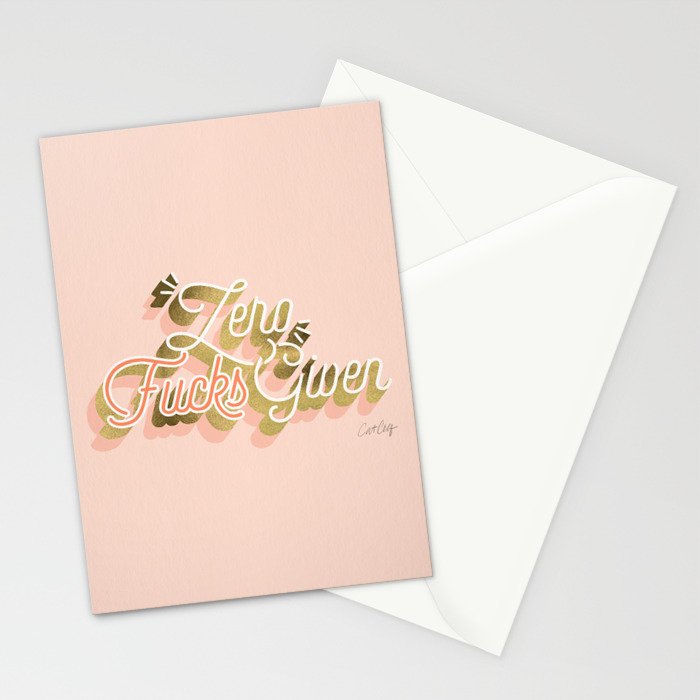 Zero F*cks Given - Blush & Gold Palette Stationery Card Gallery Image 2