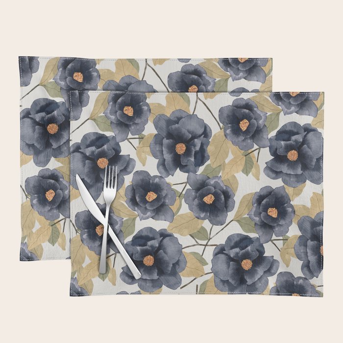 Blue watercolor roses Placemat Gallery Image 1
