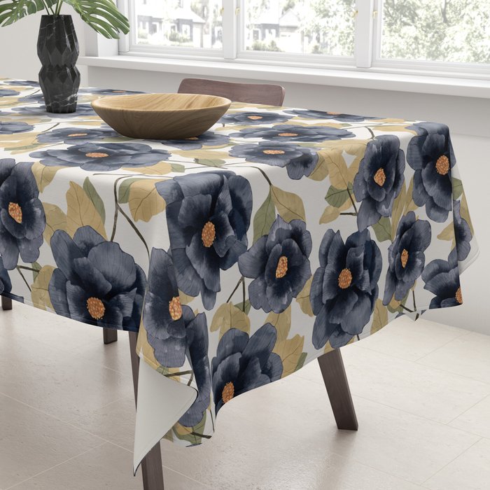Blue watercolor roses Tablecloth Gallery Image 3