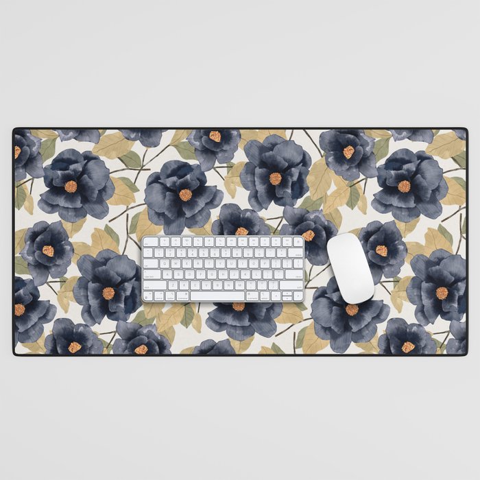 Blue watercolor roses Desk Mat Gallery Image 1