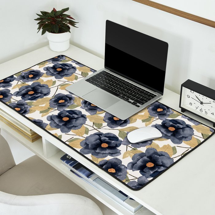 Blue watercolor roses Desk Mat Gallery Image 2