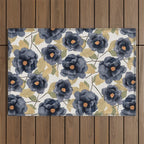 Blue watercolor roses Outdoor Rug Gallery Image 1
