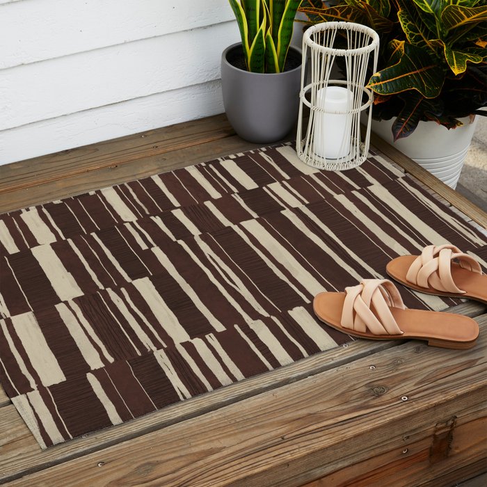 Scratchy Blocks - Chocolate Outdoor Rug Gallery Image 2