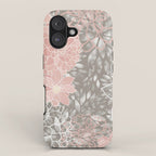 Festive, Floral Pattern Dahlias, Pink, Gray, White iPhone Case Gallery Image 1
