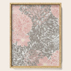 Festive, Floral Pattern Dahlias, Pink, Gray, White Serving Tray Gallery Image 1