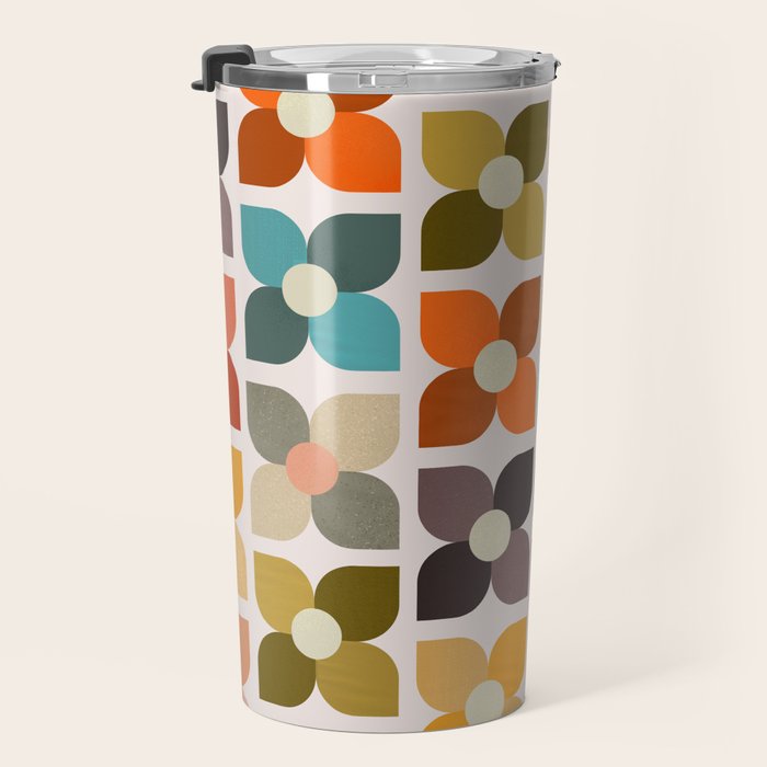 Bauhaus Geometric Flowers  Travel Mug Gallery Image 3
