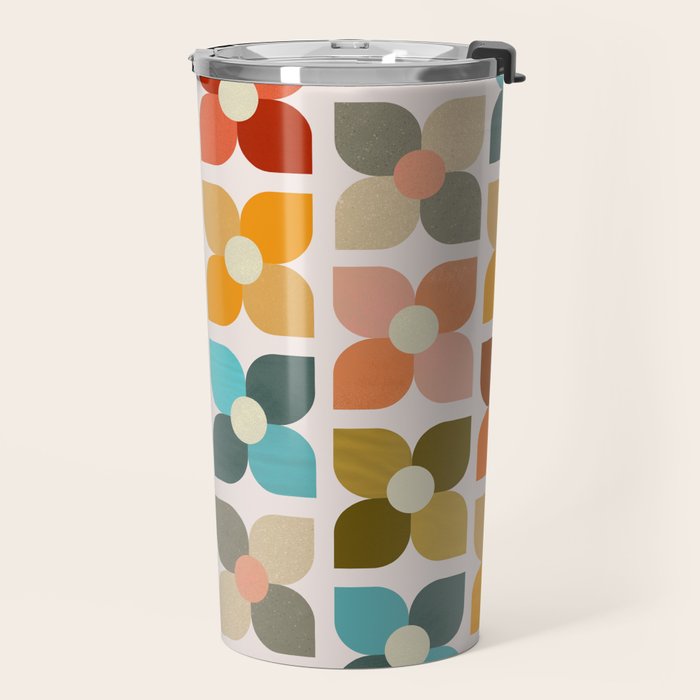 Bauhaus Geometric Flowers  Travel Mug Gallery Image 2