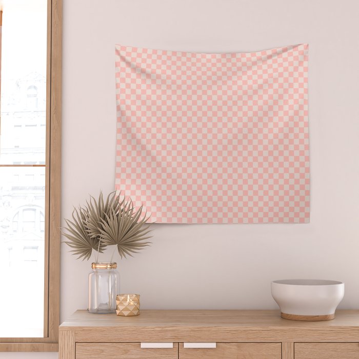 Check VII - Pink â Checkerboard Print Wall Tapestry Gallery Image 2