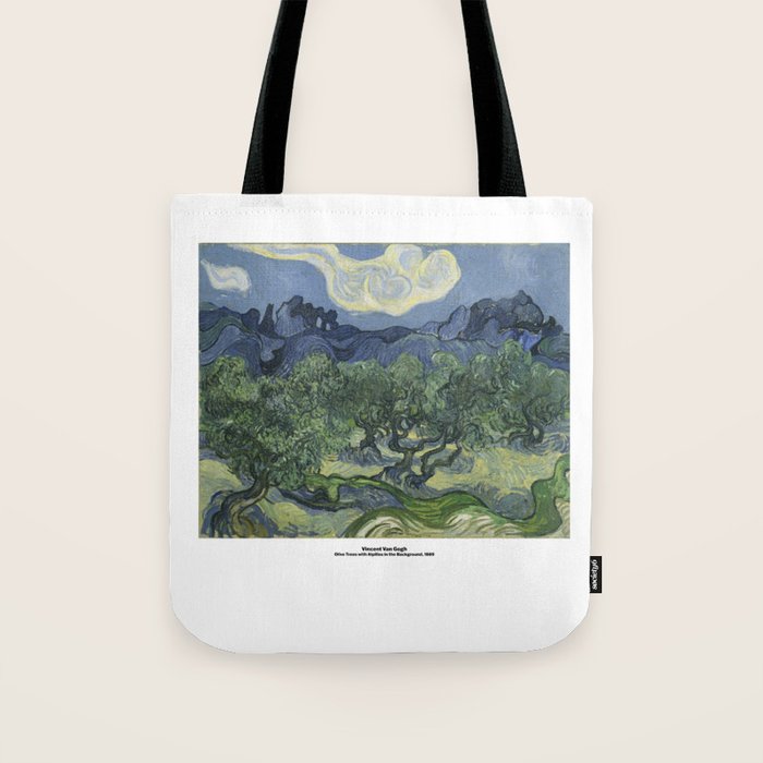 Olive Trees with the Alpilles in the Background by Vincent Van Gogh Tote Bag Gallery Image 1