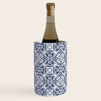 Blue tile brushstroke pattern Wine Chiller Gallery Image 1
