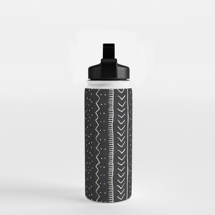 Cute Geometric Stripe in Black and White Water Bottle Gallery Image 2