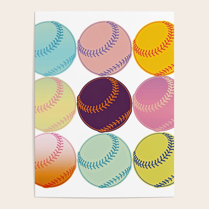 Pop Art Baseballs Poster Gallery Image 1