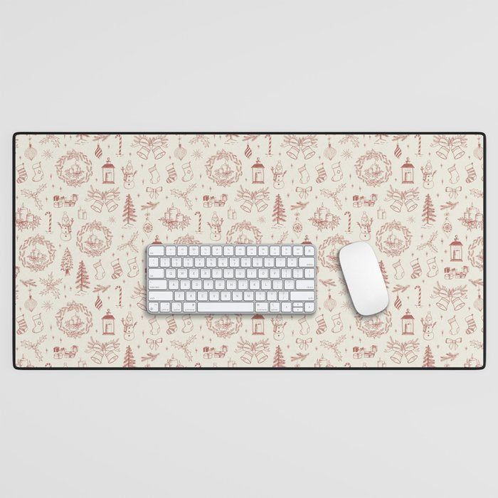 Christmas Toile // Vintage Red Desk Mat Gallery Image 1