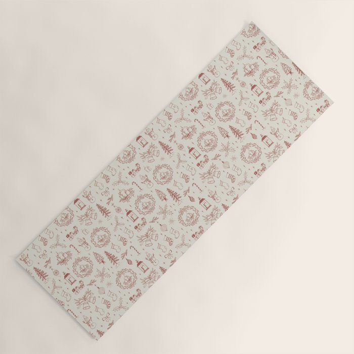 Christmas Toile // Vintage Red Yoga Mat Gallery Image 1