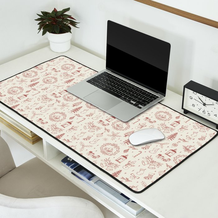 Christmas Toile // Vintage Red Desk Mat Gallery Image 2
