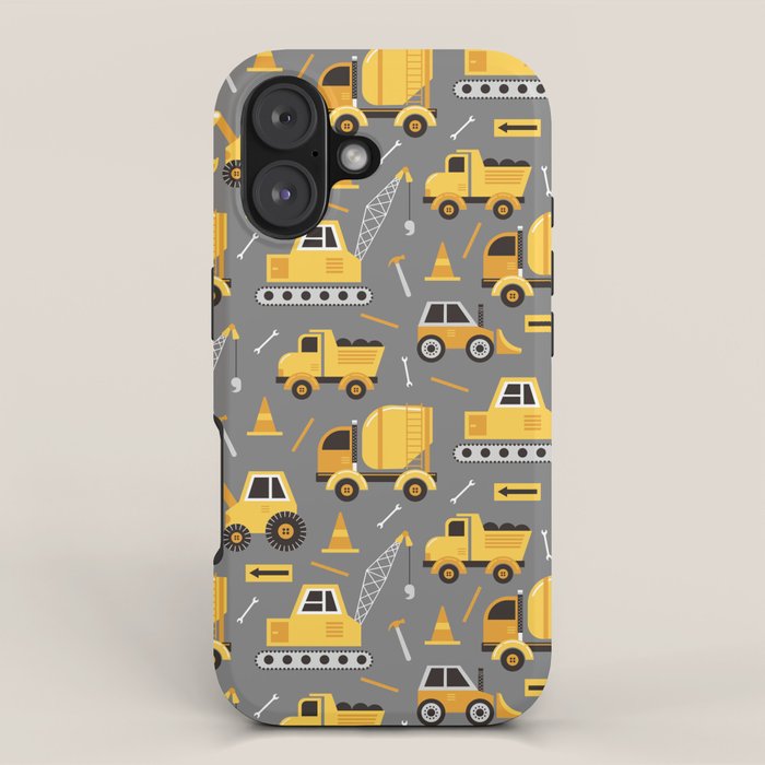 Construction Trucks on Gray iPhone Case Gallery Image 1