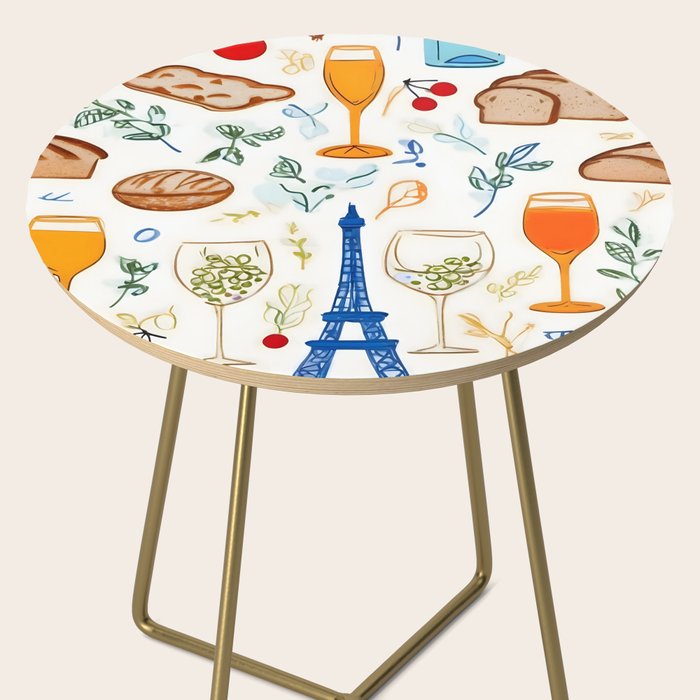 Paris Things, Travel Hand Drawn Doodles Sketch, Summer Vacation Colorful Bohemian Side Table Gallery Image 2