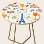Paris Things, Travel Hand Drawn Doodles Sketch, Summer Vacation Colorful Bohemian Side Table Gallery Image 2