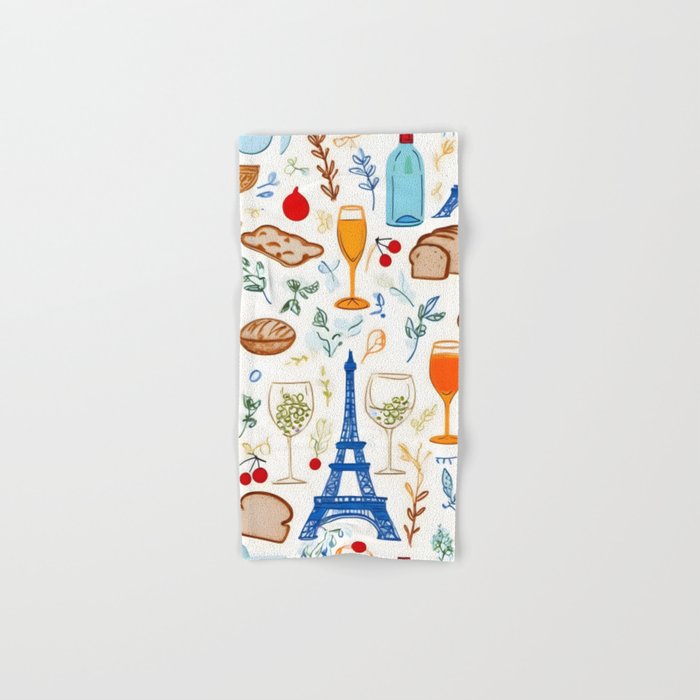 Paris Things, Travel Hand Drawn Doodles Sketch, Summer Vacation Colorful Bohemian Bath Towel Gallery Image 1