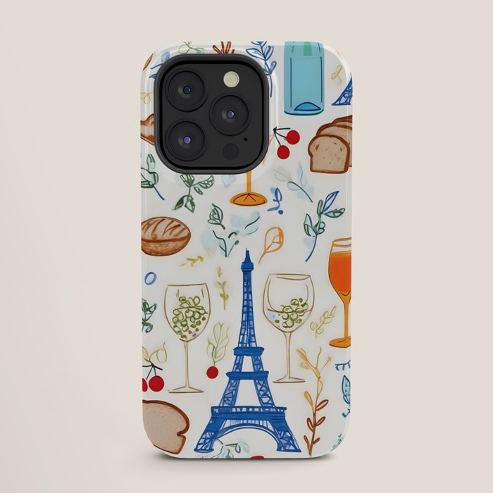 Paris Things, Travel Hand Drawn Doodles Sketch, Summer Vacation Colorful Bohemian iPhone Case Gallery Image 27