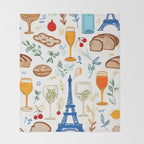 Paris Things, Travel Hand Drawn Doodles Sketch, Summer Vacation Colorful Bohemian Throw Blanket Gallery Image 2