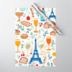 Paris Things, Travel Hand Drawn Doodles Sketch, Summer Vacation Colorful Bohemian Wrapping Paper Gallery Image 1