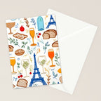 Paris Things, Travel Hand Drawn Doodles Sketch, Summer Vacation Colorful Bohemian Stationery Card Gallery Image 2