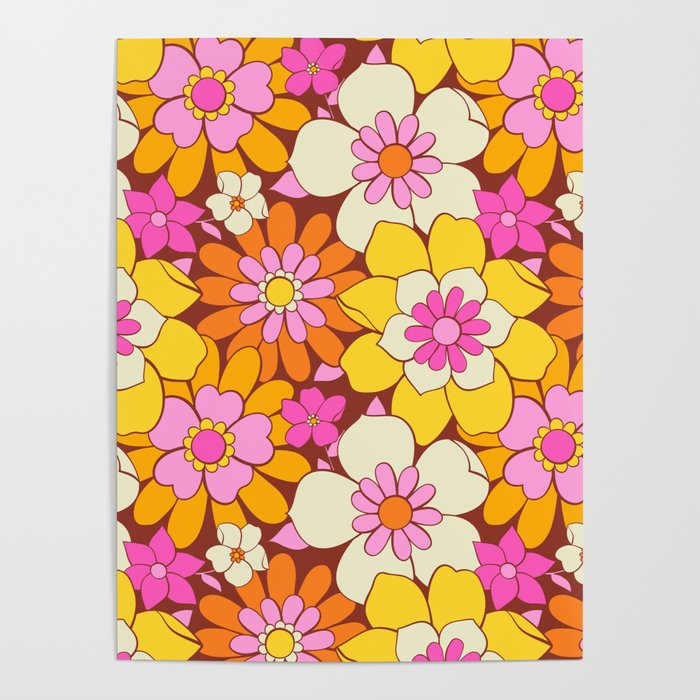 Vintage hand drawn flower art pattern Poster Gallery Image 4