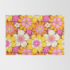 Vintage hand drawn flower art pattern Rug Gallery Image 2