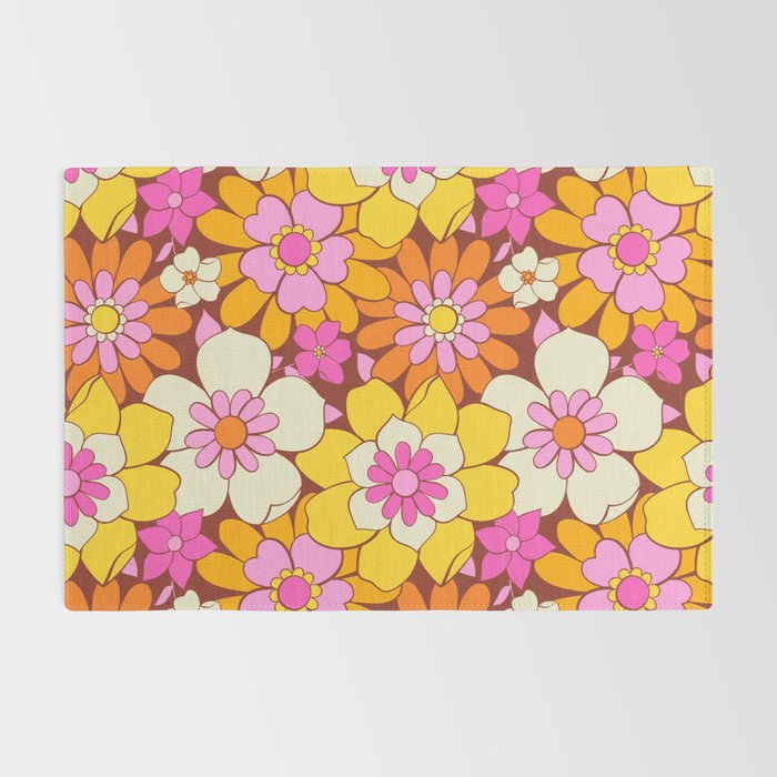 Vintage hand drawn flower art pattern Rug Gallery Image 2