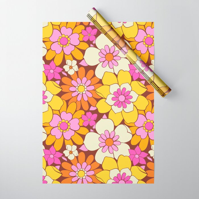 Vintage hand drawn flower art pattern Wrapping Paper Gallery Image 1