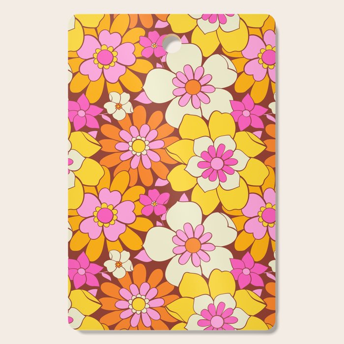 Vintage hand drawn flower art pattern Cutting Board Gallery Image 1