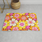 Vintage hand drawn flower art pattern Rug Gallery Image 1