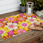 Vintage hand drawn flower art pattern Outdoor Rug Gallery Image 2