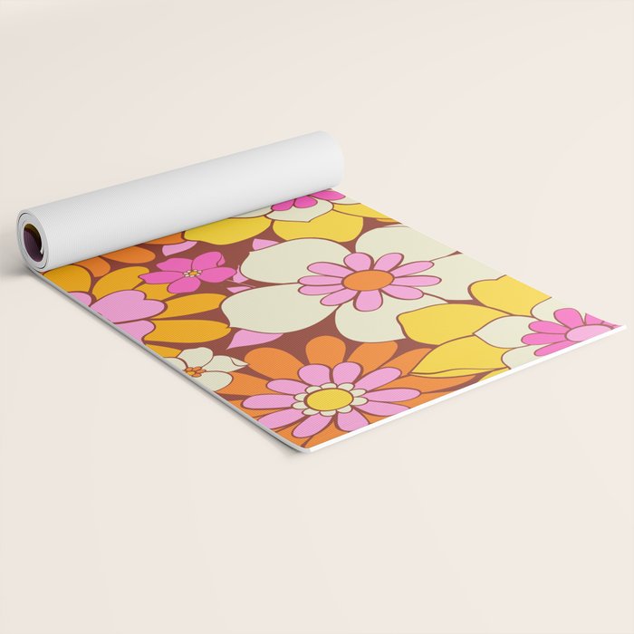 Vintage hand drawn flower art pattern Yoga Mat Gallery Image 2