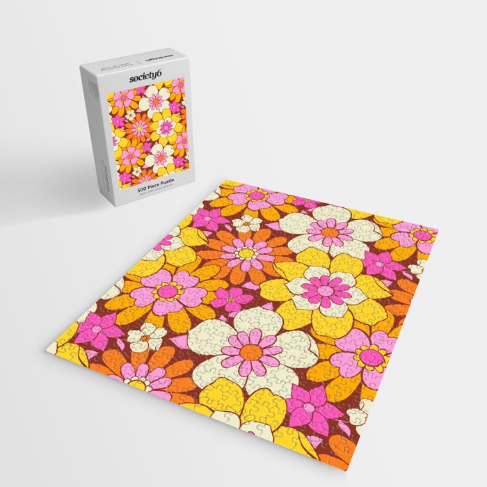 Vintage hand drawn flower art pattern Jigsaw Puzzle Gallery Image 2