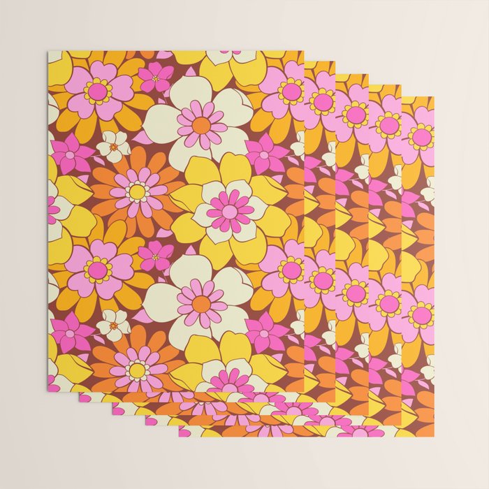 Vintage hand drawn flower art pattern Wrapping Paper Gallery Image 3