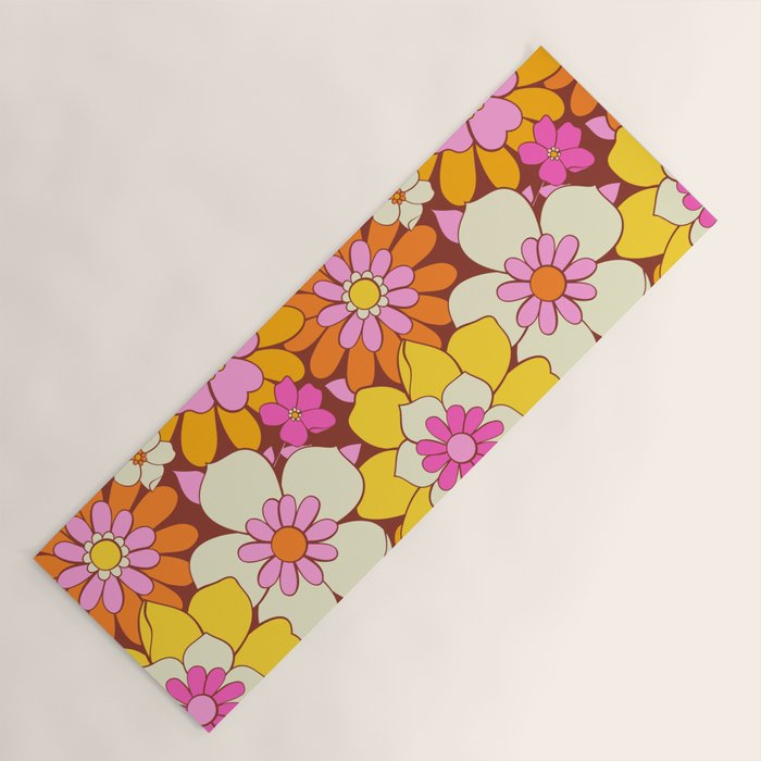 Vintage hand drawn flower art pattern Yoga Mat Gallery Image 1