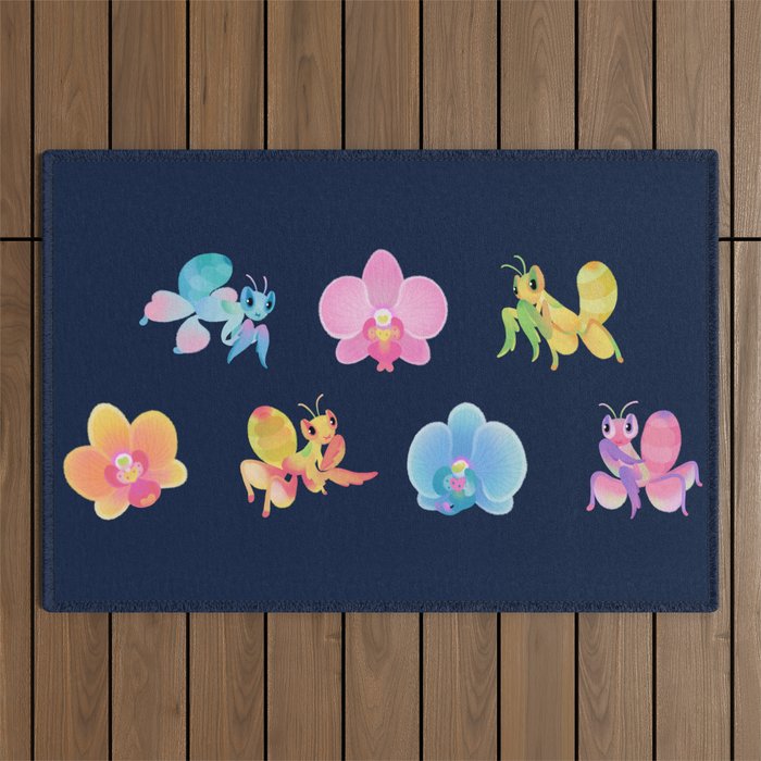 Orchid mantis - Dark Outdoor Rug Gallery Image 1