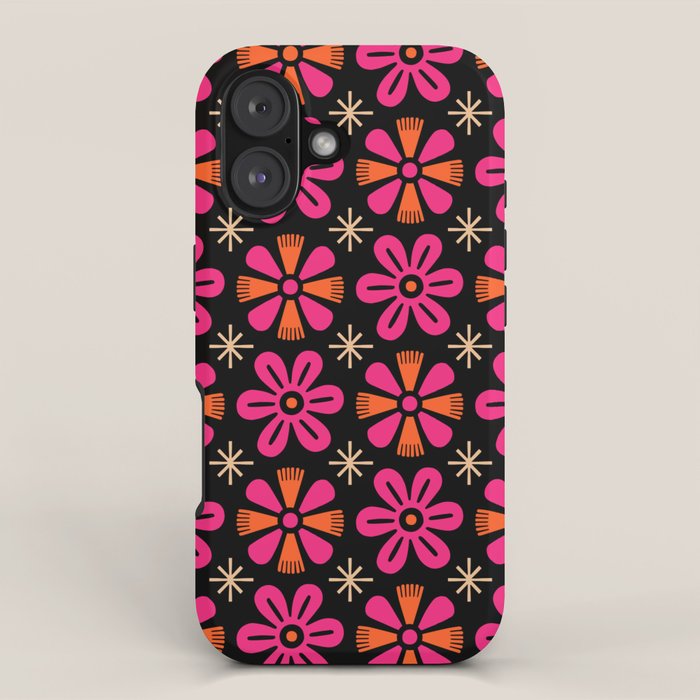 Retro Mid Century Modern Floral Pattern iPhone Case Gallery Image 1