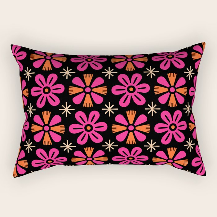 Retro Mid Century Modern Floral Pattern Rectangular Pillow Gallery Image 2