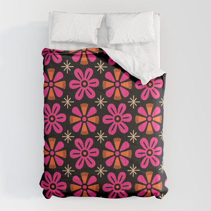 Retro Mid Century Modern Floral Pattern Comforter Gallery Image 6