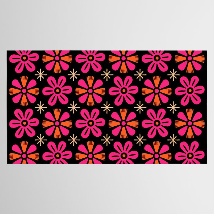 Retro Mid Century Modern Floral Pattern Tablecloth Gallery Image 2
