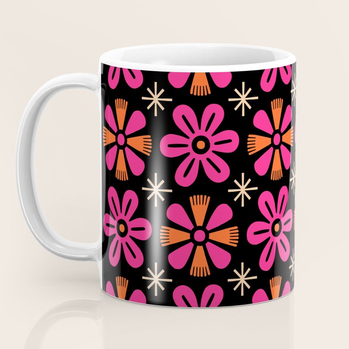 Retro Mid Century Modern Floral Pattern Coffee Mug Gallery Image 3