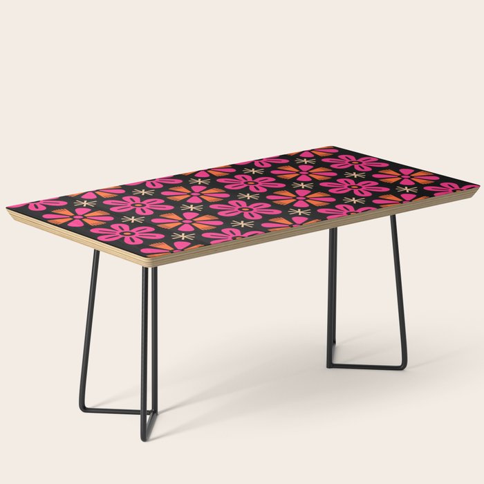 Retro Mid Century Modern Floral Pattern Coffee Table Gallery Image 1
