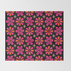 Retro Mid Century Modern Floral Pattern Throw Blanket Gallery Image 2
