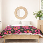 Retro Mid Century Modern Floral Pattern Duvet Cover Gallery Image 3